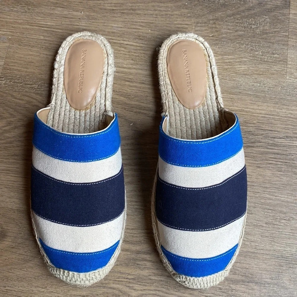 Banana Republic Canvas Espadrille Stripe Slides size 7.5 - Picture 1 of 7